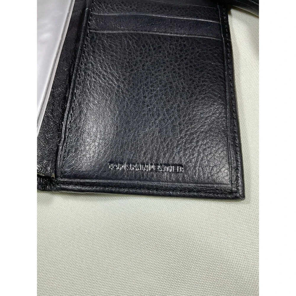 Dockers Mens Genuine Full Grain Black Leather Tri-fold Wallet Credit Card Holder